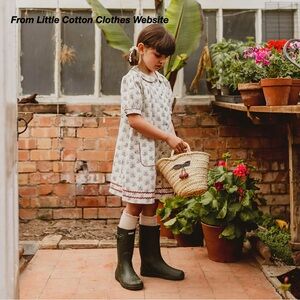 NWT: LITTLE COTTON CLOTHES GABBY DRESS IN GREENHOUSE FLORAL (3-4Y)